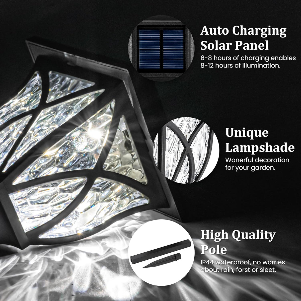 GIGALUMI Solar Lights Outdoor Waterproof, 8 Pack LED Solar Garden Lights, Outdoor Decorations