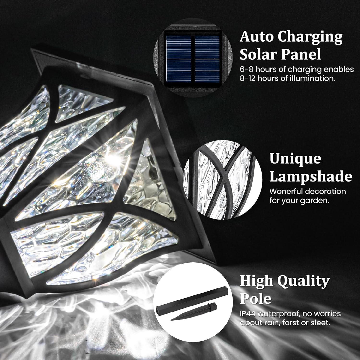 GIGALUMI Solar Lights Outdoor Waterproof, 8 Pack LED Solar Garden Lights, Outdoor Decorations