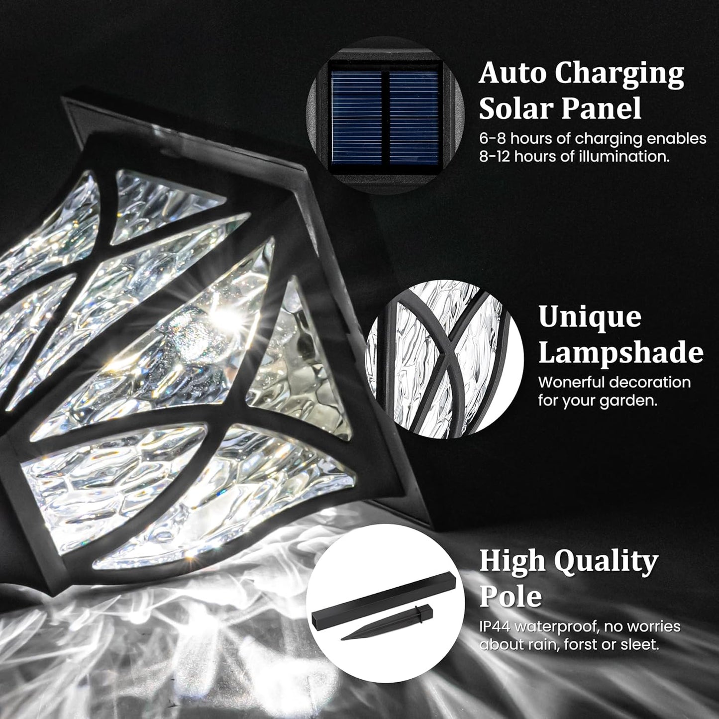 GIGALUMI Solar Lights Outdoor Waterproof, 6 Pack LED Solar Garden Lights, Solar Lights for Outside