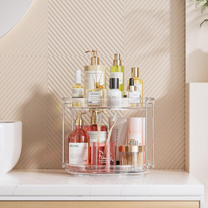 2 Tier Lazy Susan Organizer, 9.25'' Lazy Susan Turntable for Cabinet, Stackable Turntable Organizer