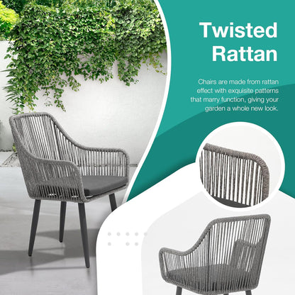 Patiorama Outdoor Dining Chairs, Patio Dining Chair Set of 2, All-Weather Woven Rope Rattan Chairs
