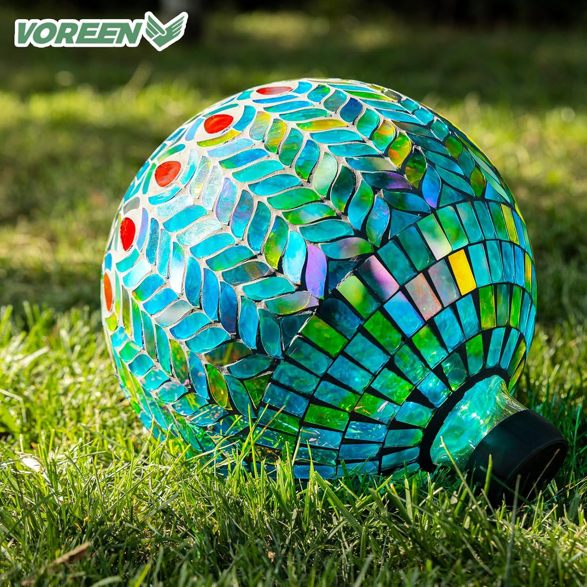 VOREEN Mosaic Glass Gazing Ball Outdoor Gazing Globe, Reflective Ball Yard Decoration for Homes