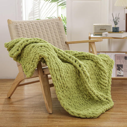 WESHIONGOO Chunky Knit Blanket Throw Knitted Throw Blankets for Couch Bed Fluffy Soft Blanket with