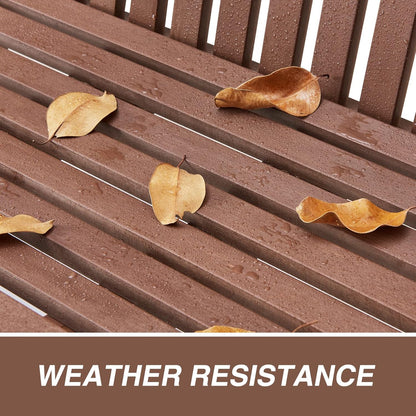 Psilvam Garden Bench, 2-Person Poly Lumber Patio Bench, All-Weather Outdoor Bench That Never Rot