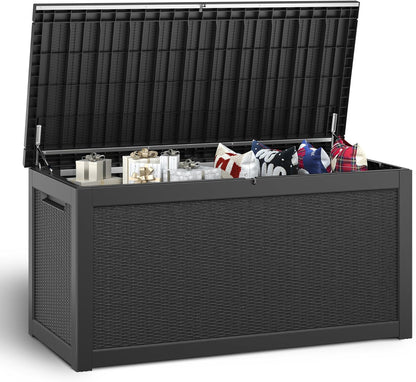 NUNU LAB 260 Gallon Outdoor Storage Box,Resin Large Sturdy Deck Box, Backyard Outside Storage Box