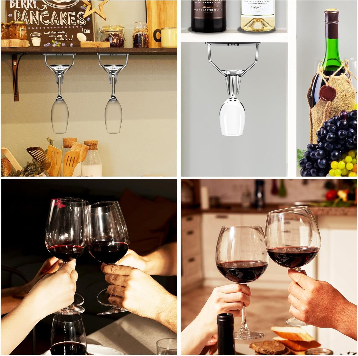 5 Pack Wine Glass Rack Stainless Steel Wine Glass Holder, 14inch Hanging Stemware Rack for Bar