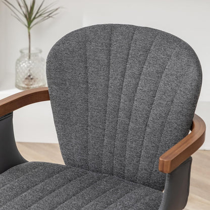 LUNLING Swivel Dining Chairs Set of 2, Mid Century Modern Gray Fabric+Faux Leather Kitchen Chairs
