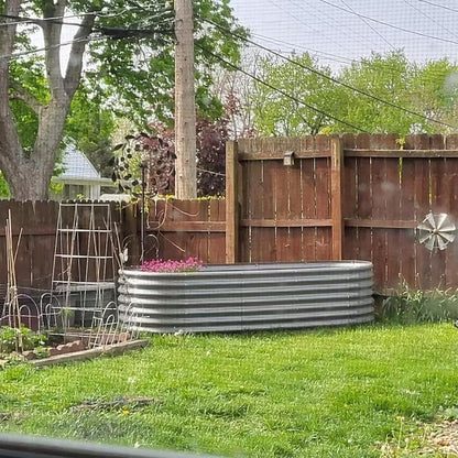 1 Pack 8x3x2FT Galvanized Raised Garden Bed Kit Oval Metal Ground Planter Box Outdoor Bottomless