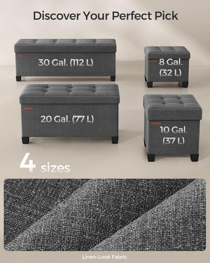 SONGMICS Storage Ottoman Bench, Foldable Foot Rest with Legs, 15 x 43 x 15.7 Inches, End of Bed