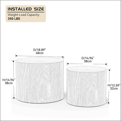 WILLIAMSPACE Nesting Coffee Table Set of 2, Walnut Round Wooden Coffee Tables Modern Circle Table