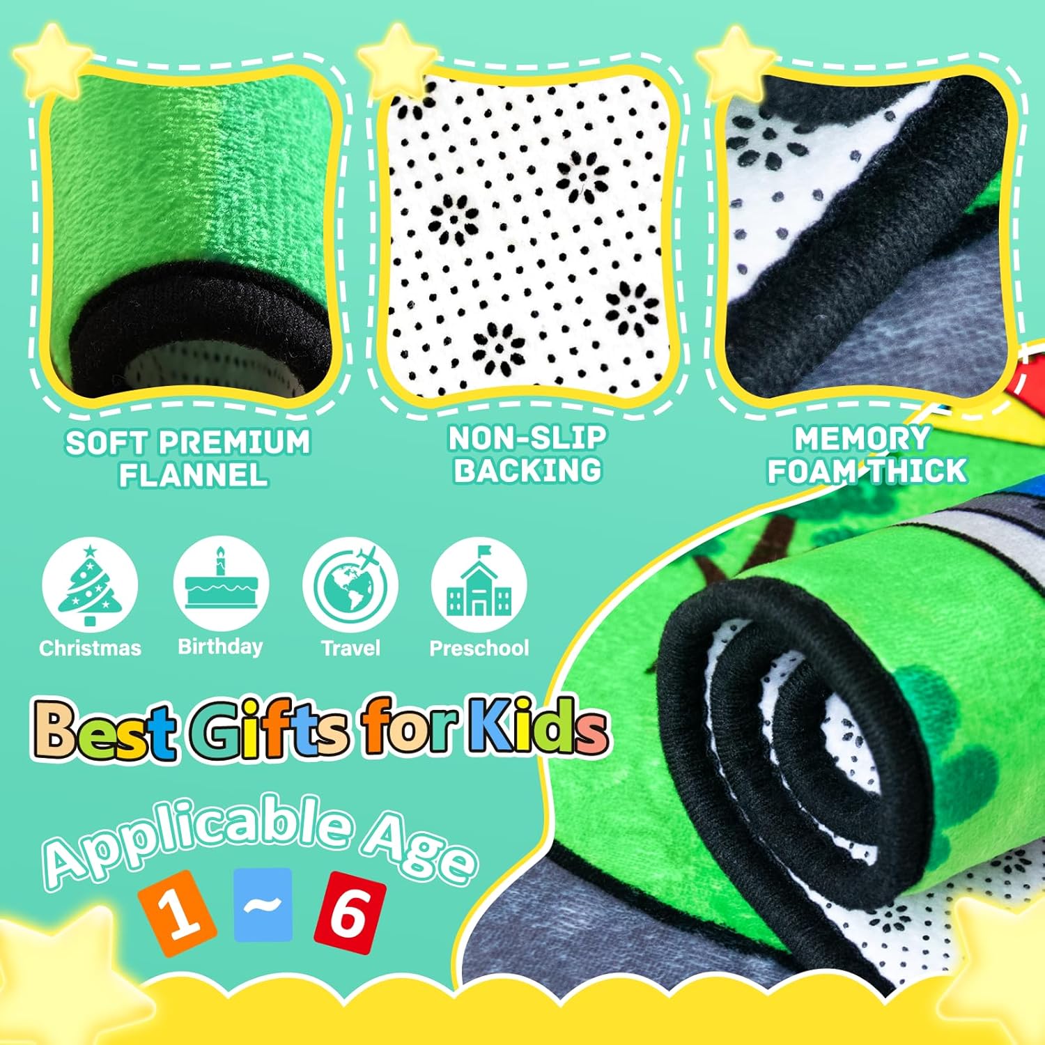 Road Car Rug,City Road Rug for Kids,3x5 Ft Kids Floor Play mat,and Car Carpet Play Mat with