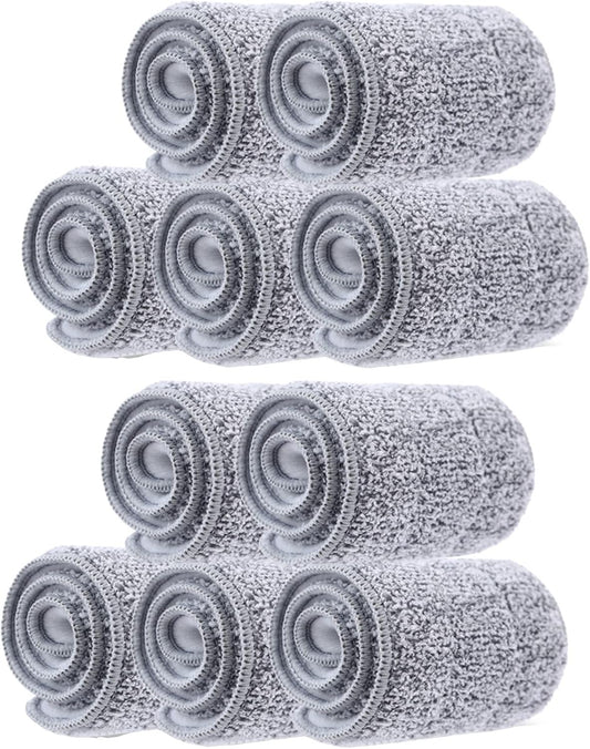 10 Pack 13 * 4.9" Generic Mop Pads Mop Head Refill Washable Wet/Dry Mops Flat Compatible with Most