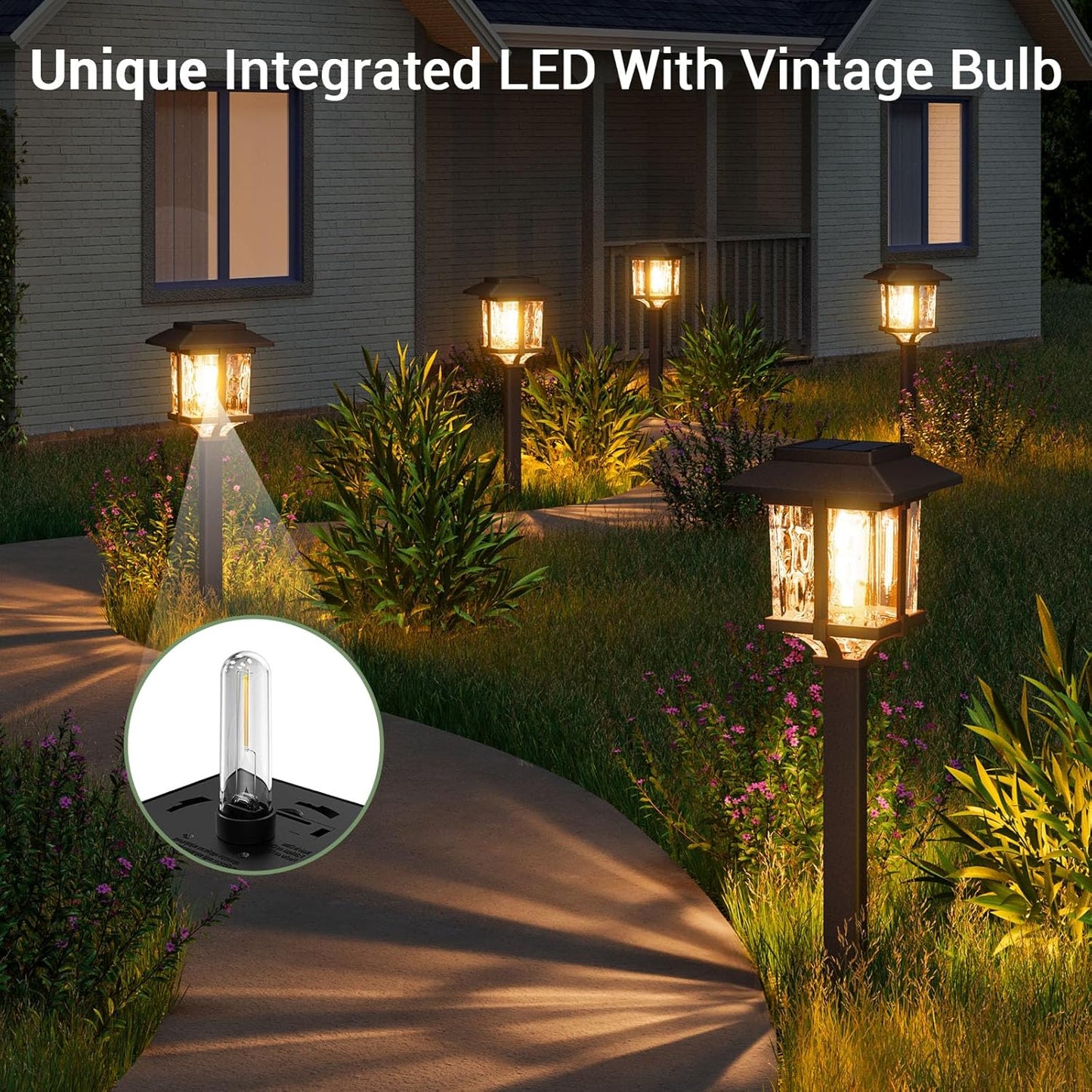 XMCOSY+ Solar Pathway Lights Outdoor, 2-Tone LED Waterproof Garden Outdoor Lighting for Yard