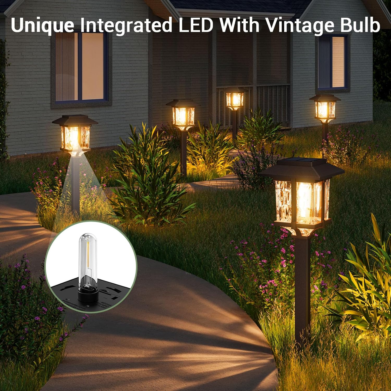 XMCOSY+ Solar Pathway Lights Outdoor, 2-Tone LED Waterproof Garden Outdoor Lighting for Yard