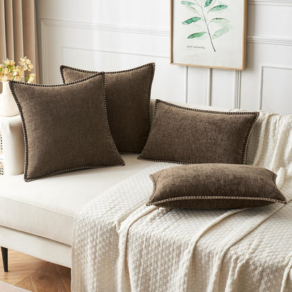 MIULEE Pack of 2 Couch Throw Pillow Covers 16x16 Inch Brown Farmhouse Decorative Pillow Covers with