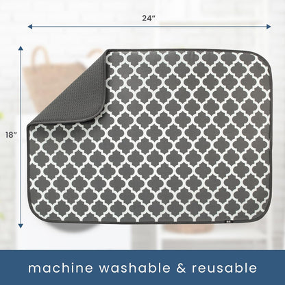S&T INC. Dish Drying Mat XL, 18” x 24”, Absorbent Microfiber Kitchen Counter Mat, Dish Drying Pad