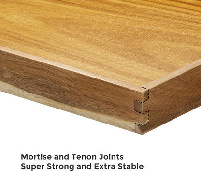 Acacia Wood Serving Tray with Handles (Set of 2)- 17-Inch Decorative Wooden Tray - Perfect for