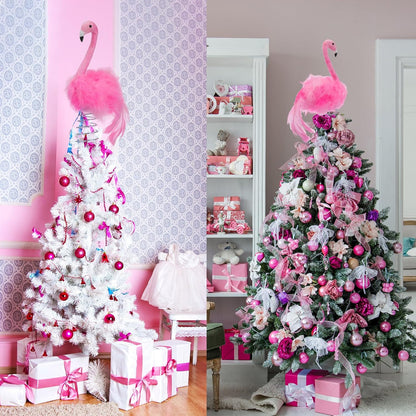 Retisee Flamingo Christmas Tree Topper Artificial Feather Flamingo Christmas Flamingo Tree Topper