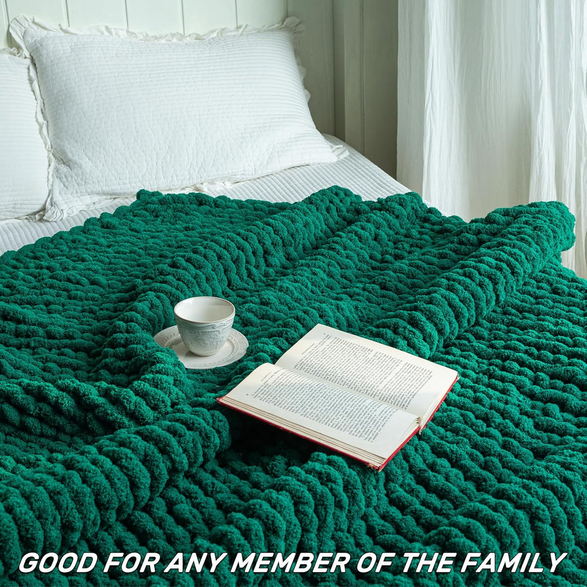 Chunky Knit Blanket - Luxury Soft Cozy 50 * 60 Throw Blanket,100% Woven Blanket Rope Knot Throw
