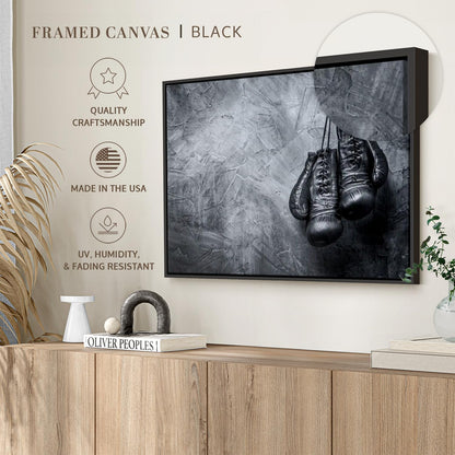 ElephantStock Boxing Gloves Wall Art - Horizontal Framed Canvas - 1-Piece Living Room Wall Decor
