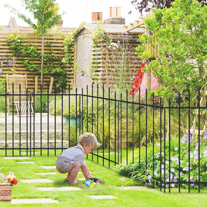 Metal Garden Fence 36 in H x 12 ft L, 6 Panels + 7 Stakes Border Dog Fence Panels Animal Barrier