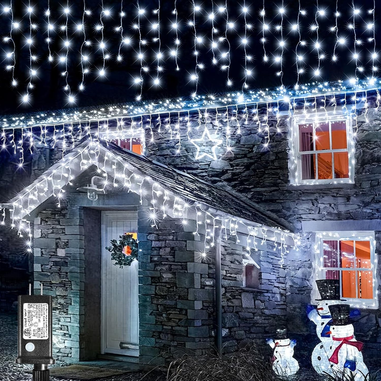 Icicle Christmas Lights, 98FT 1216 LED Icicle Lights for Outside with 228 Drops, 8 Modes Waterproof