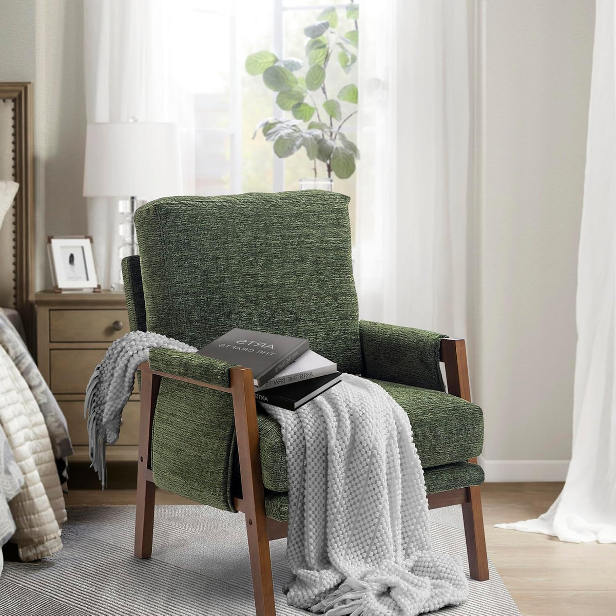 Modern Accent Chair for Living Room Mid Century Arm Chair Upholstered Bedroom Chair Comfy Lounge