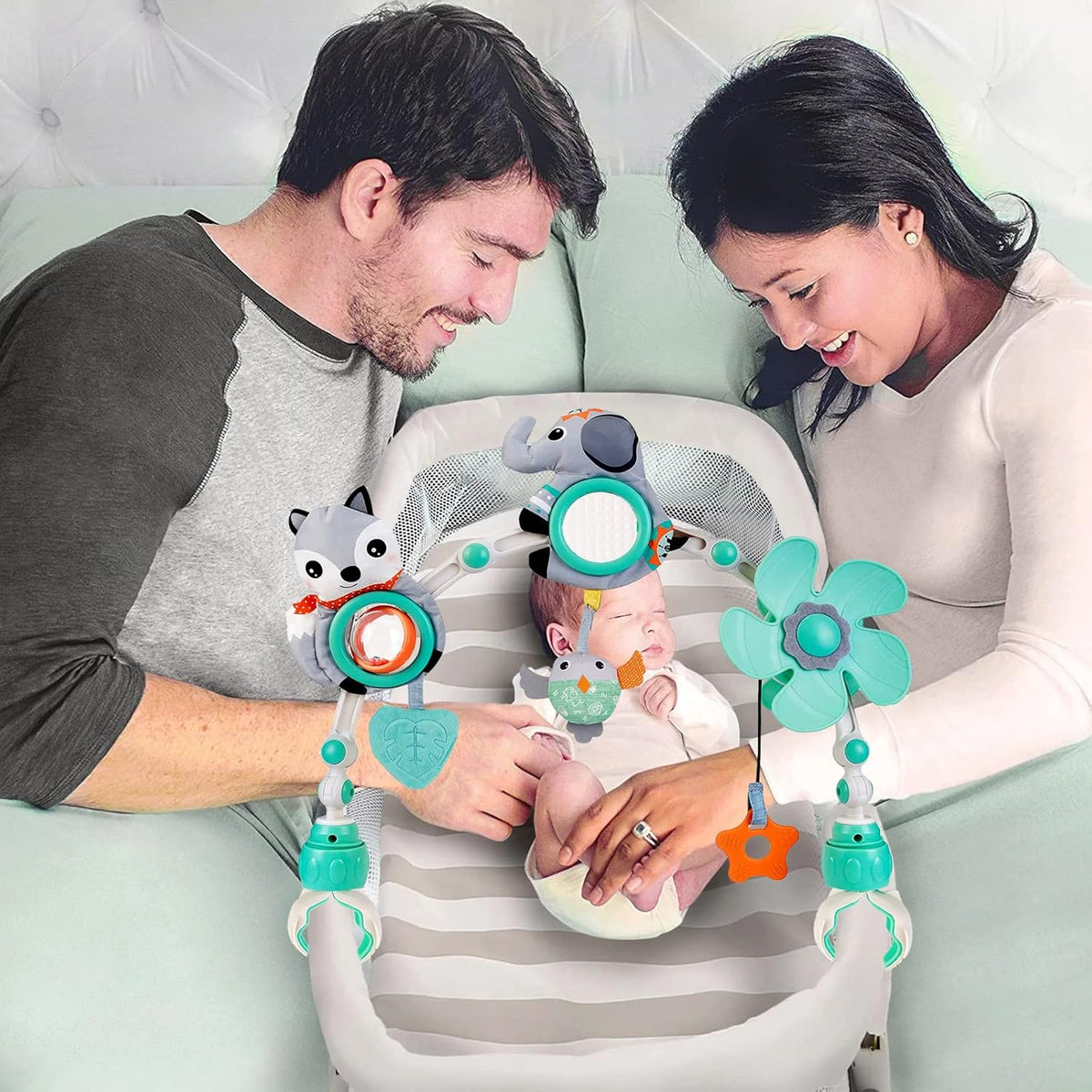 Baby Stroller Arch Mobile, Adjustable Musical Arch Toys Mobile for Crib with Universal Clamps