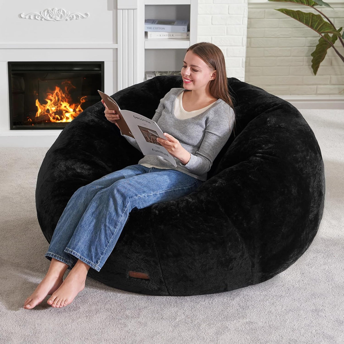Hobestluk Bean Bag Chairs Large Bean Bag Couch for Adults Stuffed Sofa Chair Comfy Giant Bean Bag