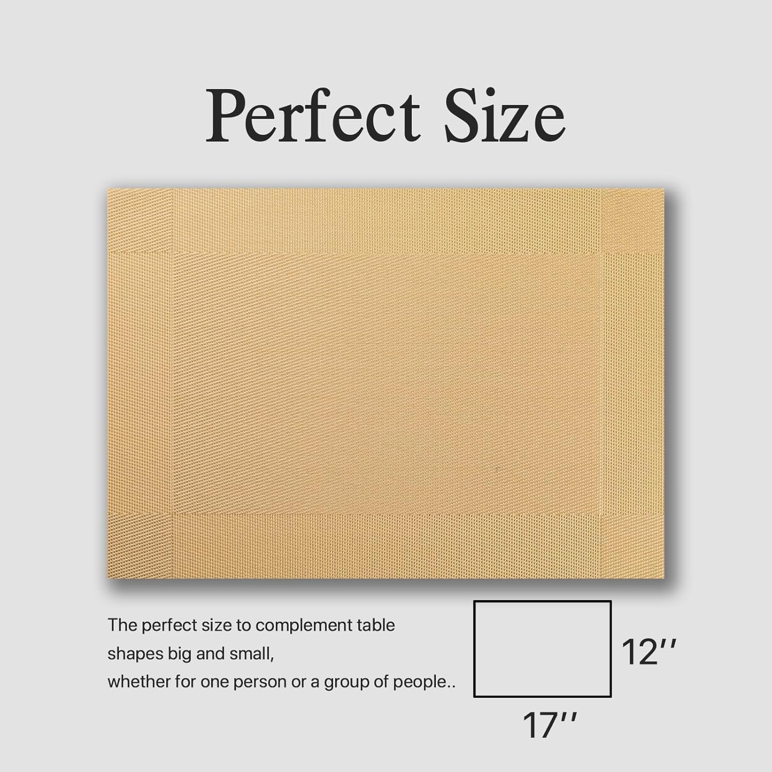 Placemats Set of 8 - Easy Clean Woven Vinyl Placemats for Dining Table, Indoor/Outdoor Place Mats