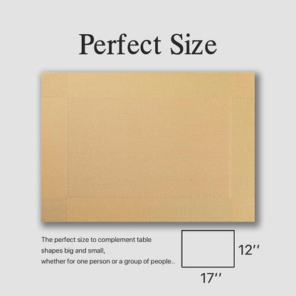 Placemats Set of 8 - Easy Clean Woven Vinyl Placemats for Dining Table, Indoor/Outdoor Place Mats