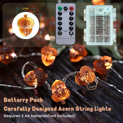 Decorative Fairy Acorn String Lights Thanksgiving Decoration Autumn Garland Cute Novelty Lights 30