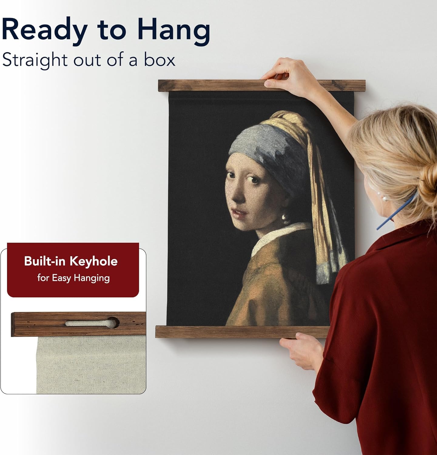 American Art Decor Girl with a Pearl Earring Tapestry Vintage Hanging Canvas Wall Art by Johannes