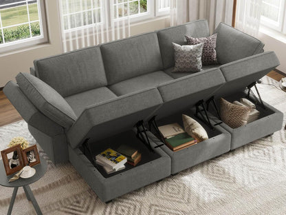 Belffin Terry Fabric Modular Sectional Sleeper Sofa Bed with Storage Convertible Sectional Couches
