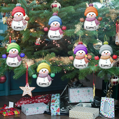 Personalized Christmas Ornaments,7pcs Custom Snowman Ornaments with Name Customized Family Ornament