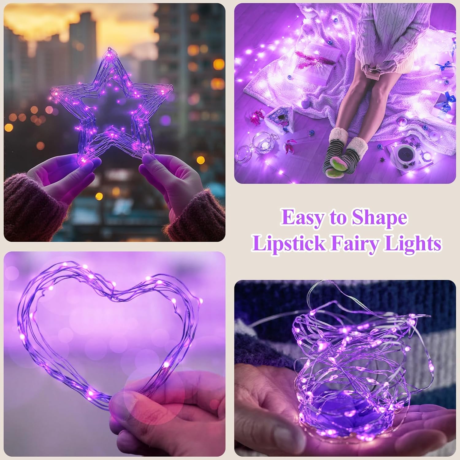 Lakumu Rechargeable Fairy Lights Battery Operated, String Lights with Timer, Mini LED Twinkle