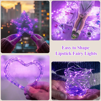Lakumu Rechargeable Fairy Lights Battery Operated, String Lights with Timer, Mini LED Twinkle