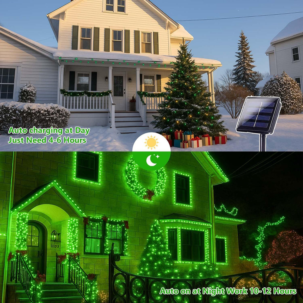 St. Patrick's Day Green Solar String Lights Outdoor, 2-Pack 72FT 400 LED Solar Fairy Lights, Copper