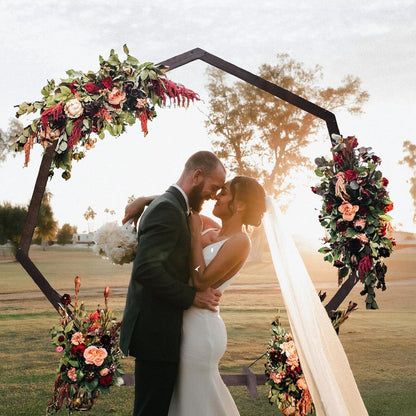 7FT Wedding Arch, Heptagonal Wood Arch for Wedding Ceremony, Arbor Backdrop Stand for Garden