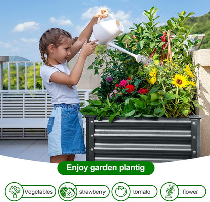 Land Guard Galvanized Raised Garden Bed with Legs, 48×24×32in Large Metal Elevated Raised Planter