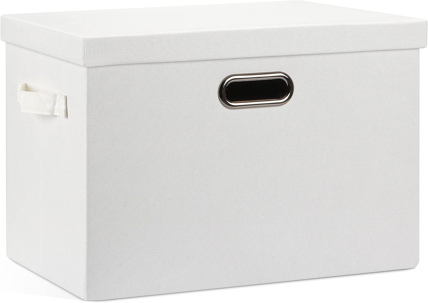 Large 17" 36 Quart Collapsible Stackable Storage Bins with Lids, 1 Pack White Foldable Fabric