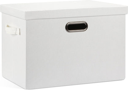 Large 17" 36 Quart Collapsible Stackable Storage Bins with Lids, 1 Pack White Foldable Fabric