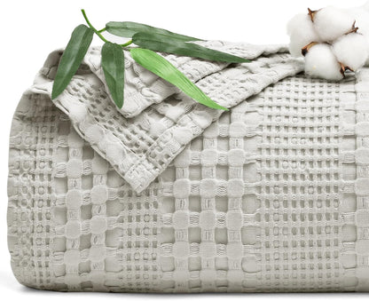 PHF Cooling Waffle Blanket California King Size, Lightweight 60% Rayon Derived from Bamboo & 40%