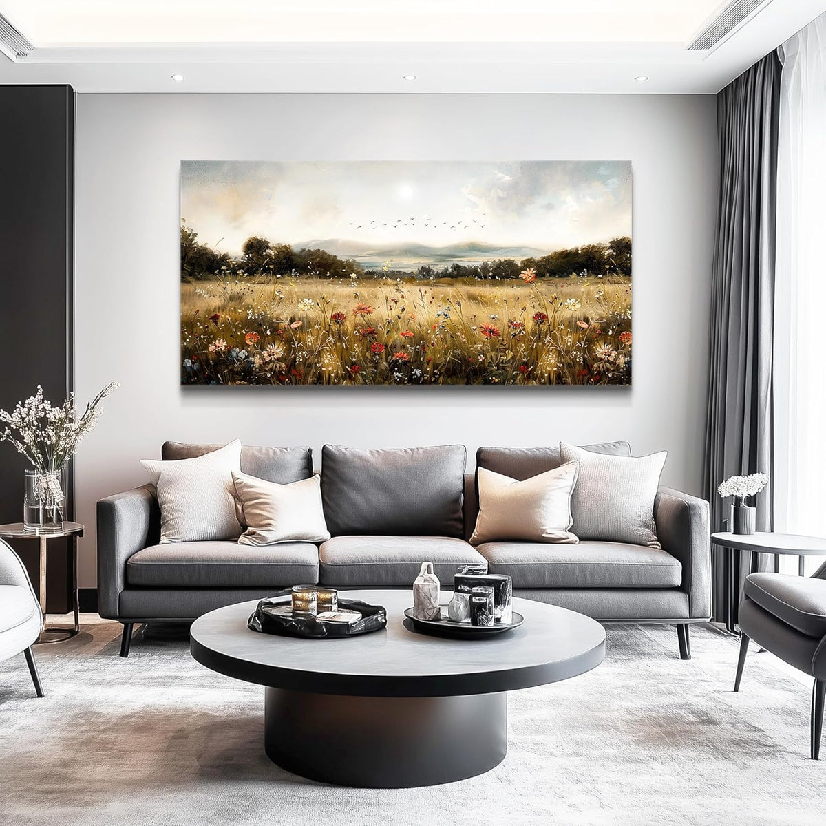 KELIYUAN Modern Canvas Print Wall Art Vintage Home Decorlawn Painting With Floral Wall Art