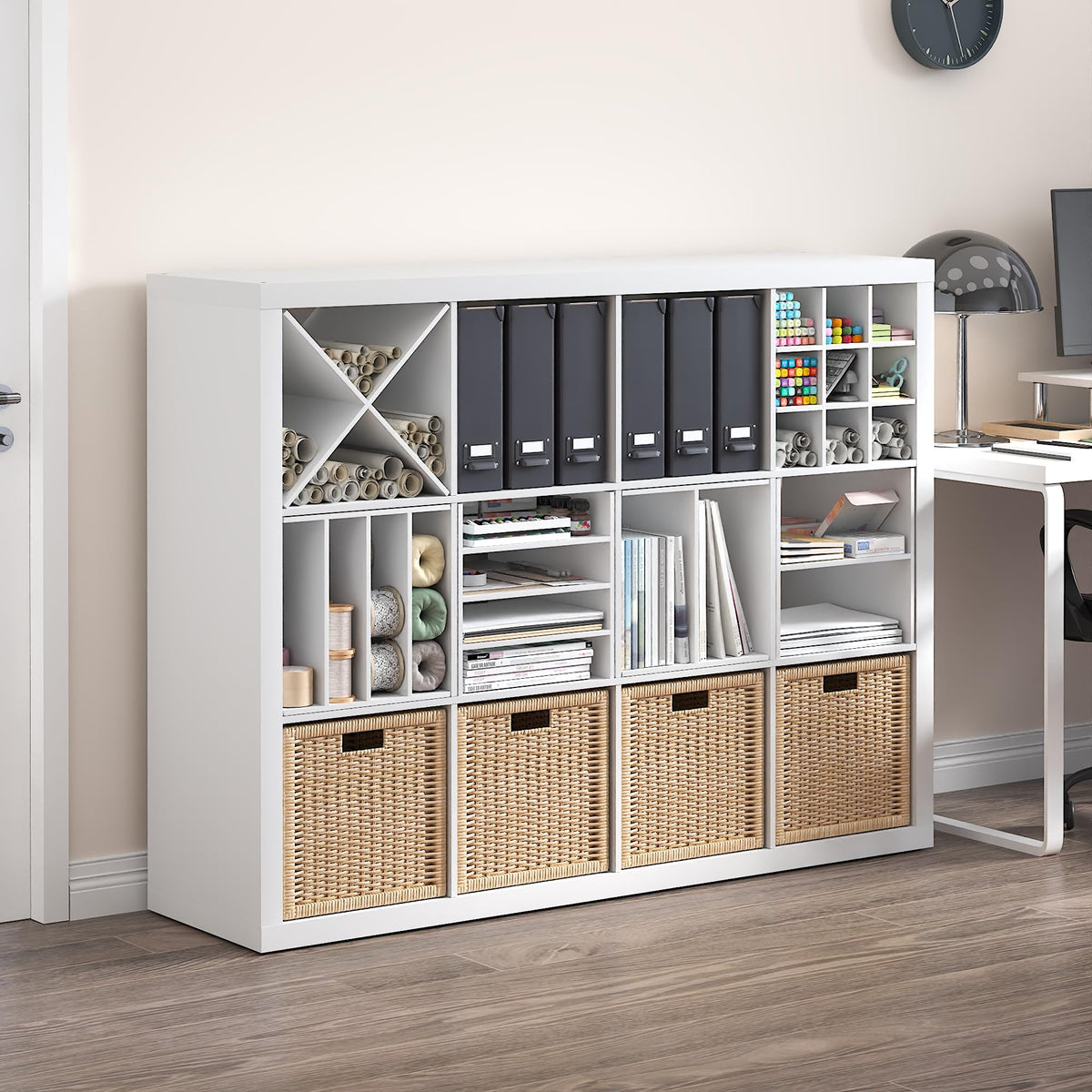 Furinno Cubicle X-Shelf Cube Insert, 3-Shelf Cube Organizer, White