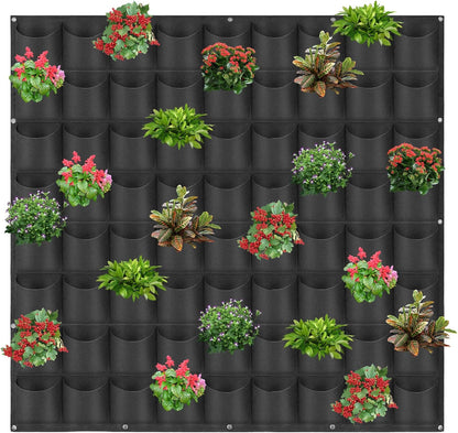 72 Pockets Hanging Planter Bags, Hanging Vertical Wall Mounted Plant Planting Grow Bags, Herb