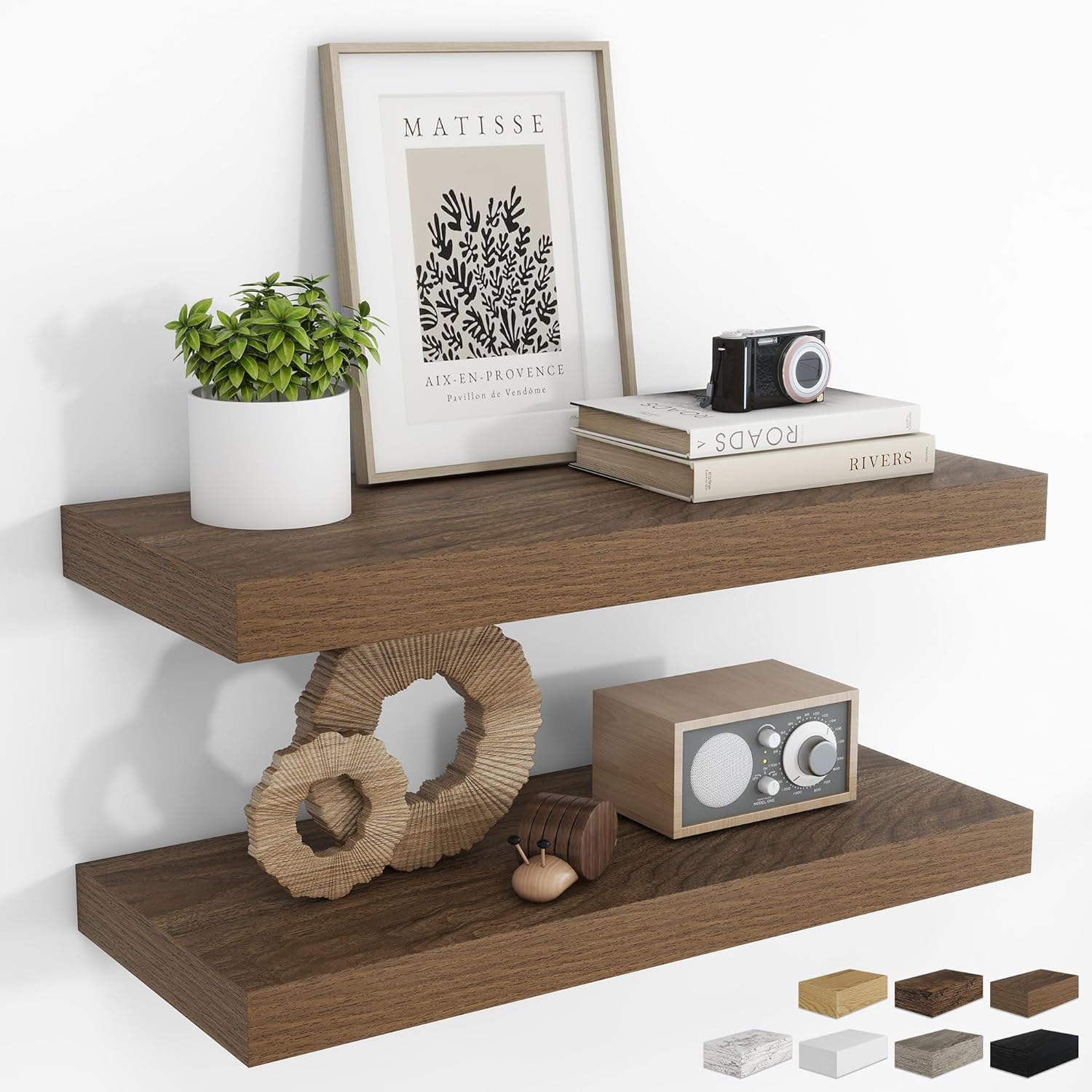 RICHFOCUS 24Inch Floating Shelves for Wall 2 Pack Shelves for Bedroom|Kitchen|Bathroom Wall Mounted