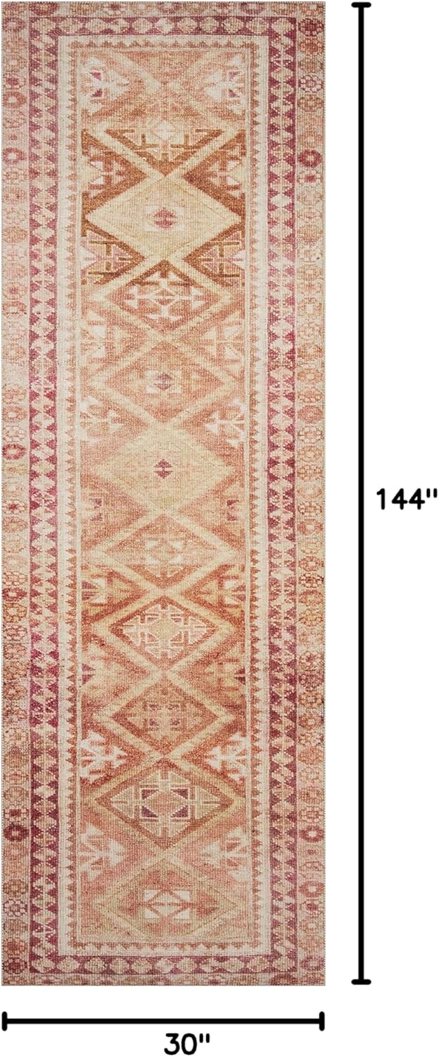 Loloi Layla Collection LAY-16 Natural/Spice 2'-6" x 12'-0" .13" Thick Runner Rug, Soft, Durable