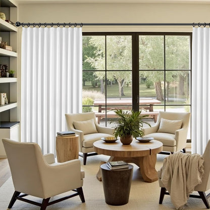KangBang Pure White Light Reducing Curtains 120 Inches Long, Extra Long Pinch Pleated Thermal