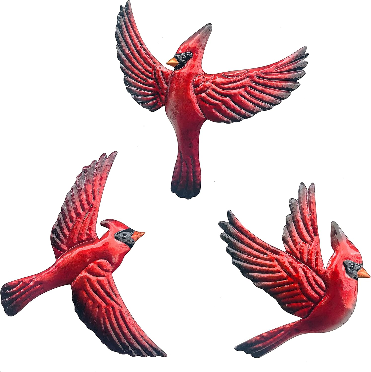 J-Fly Metal Red Bird Wall Decoration Bird Wall Hanging Decor Outdoor Metal Wall Art Cardinal